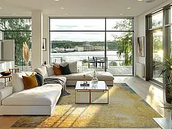 Wilton-tæppe - Palau (guld/beige/blå)