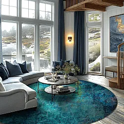 Rundt tæppe - Pardos (blå)