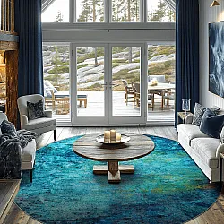 Rundt tæppe - Pardos (blå)