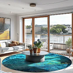 Rundt tæppe - Pardos (blå)