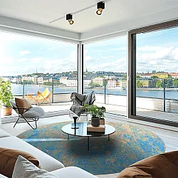 Rundt tæppe - Pavoa (blå)