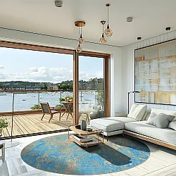 Rundt tæppe - Pavoa (blå)