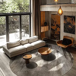 Rundt tæppe - Polia (grå/brun)