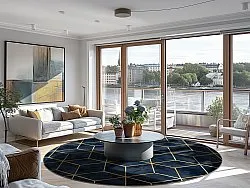 Rundt tæppe - Remy (mørkeblå)