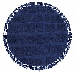 Runde tæpper - Salem Natural Cotton Shaggy (mørkeblå)