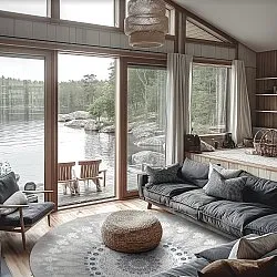 Rundt tæppe - Sandrigo (grå/hvid)