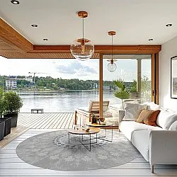 Rundt tæppe - Sandrigo (grå/hvid)