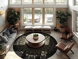 Rundt tæppe - Sandrigo (sort/guld)