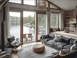 Rundt tæppe - Santi (grå/hvid)