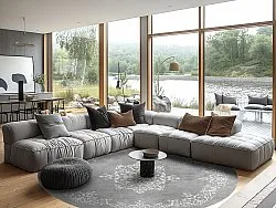 Rundt tæppe - Santi (grå/hvid)