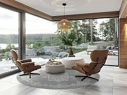 Rundt tæppe - Santi (grå/hvid)