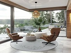 Rundt tæppe - Santi (hvid/grå)