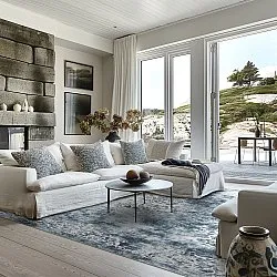 Wilton-tæppe - Santi (blålig grå/hvid)