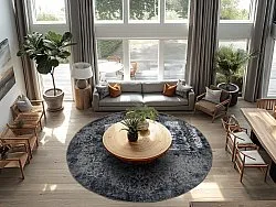 Rundt tæppe - Santi (blålig grå/hvid)