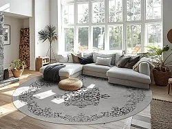 Rundt tæppe - Santi (hvid/sort)