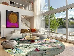 Rundt tæppe - Satriano (grå/multi)