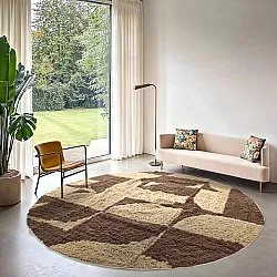 Rundt tæppe - Siberia Natural Cotton Shaggy (beige/brun)