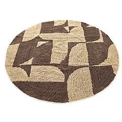 Rundt tæppe - Siberia Natural Cotton Shaggy (beige/brun)