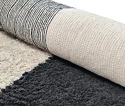 Runde tæpper - Siberia Natural Cotton Shaggy (offwhite/sort)