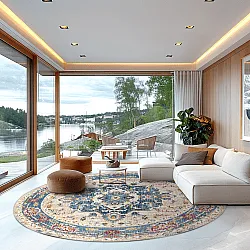 Rundt tæppe - Siliana (blå)