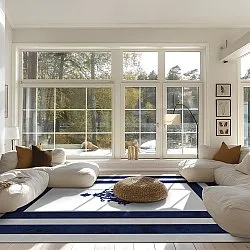 Wilton-tæppe - Soros (blå/hvid)