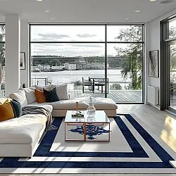 Wilton-tæppe - Soros (blå/hvid)