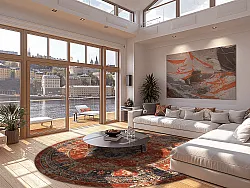 Rundt tæppe - Soussi (rød/multi)