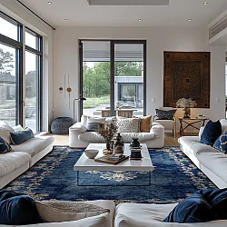 Wilton-tæppe - Taknis (blå)