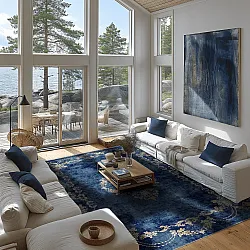 Wilton-tæppe - Taknis (blå)