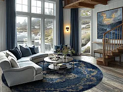 Rundt tæppe - Taknis (blå)