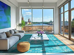 Wilton-tæppe - Taknis (petrol)