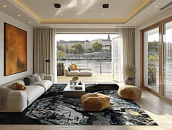 Wilton-tæppe - Tamsim (sort/multi)