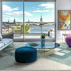 Wilton-tæppe - Temara (blå/multi)