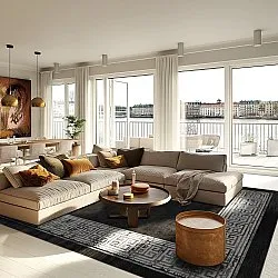 Wilton-tæppe - Tilos (sort/hvid)