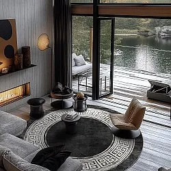 Rundt tæppe - Tilos (sort/hvid)