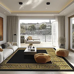 Wilton-tæppe - Tilos (sort/guld)