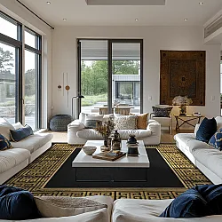 Wilton-tæppe - Tilos (sort/guld)