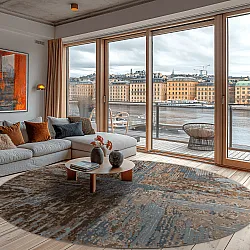 Rundt tæppe - Tizzano (blå/multi)