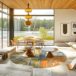 Rundt tæppe - Tizzano (orange/multi)