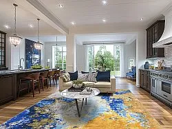 Wilton-tæppe - Travale (blå/gul/multi)