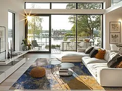 Wilton-tæppe - Travale (grå/blå/multi)