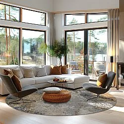 Rundt tæppe - Travale (grå/multi)