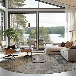 Rundt tæppe - Travale (grå/multi)