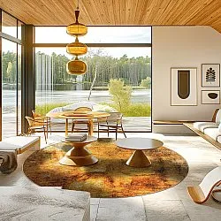 Rundt tæppe - Tremes (guld)