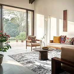 Wilton-tæppe - Tulum (sort/hvid)