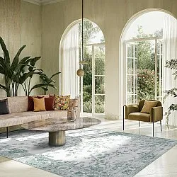 Wilton-tæppe - Tulum (lyseblå/hvid)