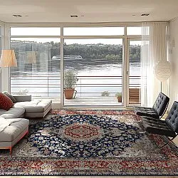 Wilton-tæppe - Vakifli (blå/multi)