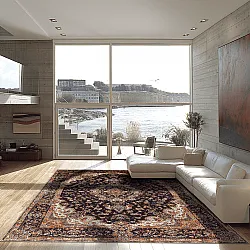 Wilton-tæppe - Vakifli (sort/multi)