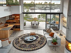 Rundt tæppe - Vakifli (sort/multi)