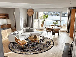 Rundt tæppe - Vakifli (sort/multi)